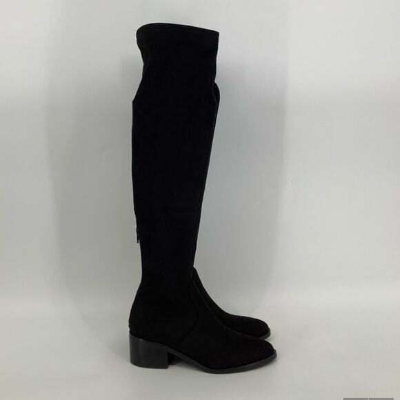 Steve Madden Size 8 M Black Georgette Over The Knee Boots Block Heels P1-25 - Picture 3 of 9